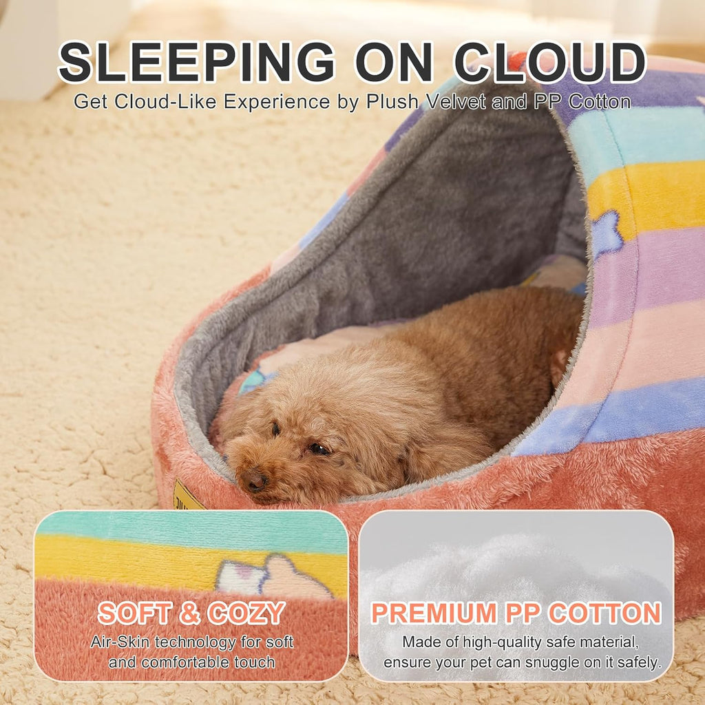 Cute Cat Beds for Indoor Cats, Cat Cave Bed for Kittens, Hideaway Cat House