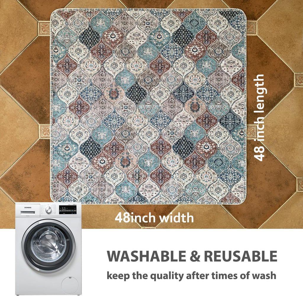 nunubaby Washable Pee Pads for Dogs, Stylish, Non-Slip and Leak-Proof Pee Pads. Reusable Potty Pads for Dogs for Crates and Floors.(Dark Red/Multi,48" x48" )