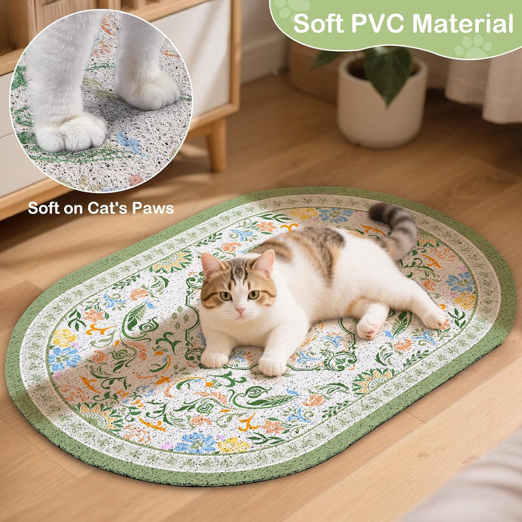 Bienbee Cat Litter Mat, 40" x 30" Dense Trapping Mesh for Litter Boxes | Litter Box Mat with PVC Mesh, Waterproof &Urineproof, Non-Slip Grip, Soft On Kitty Paws and Easy to Clean to Protect Floor