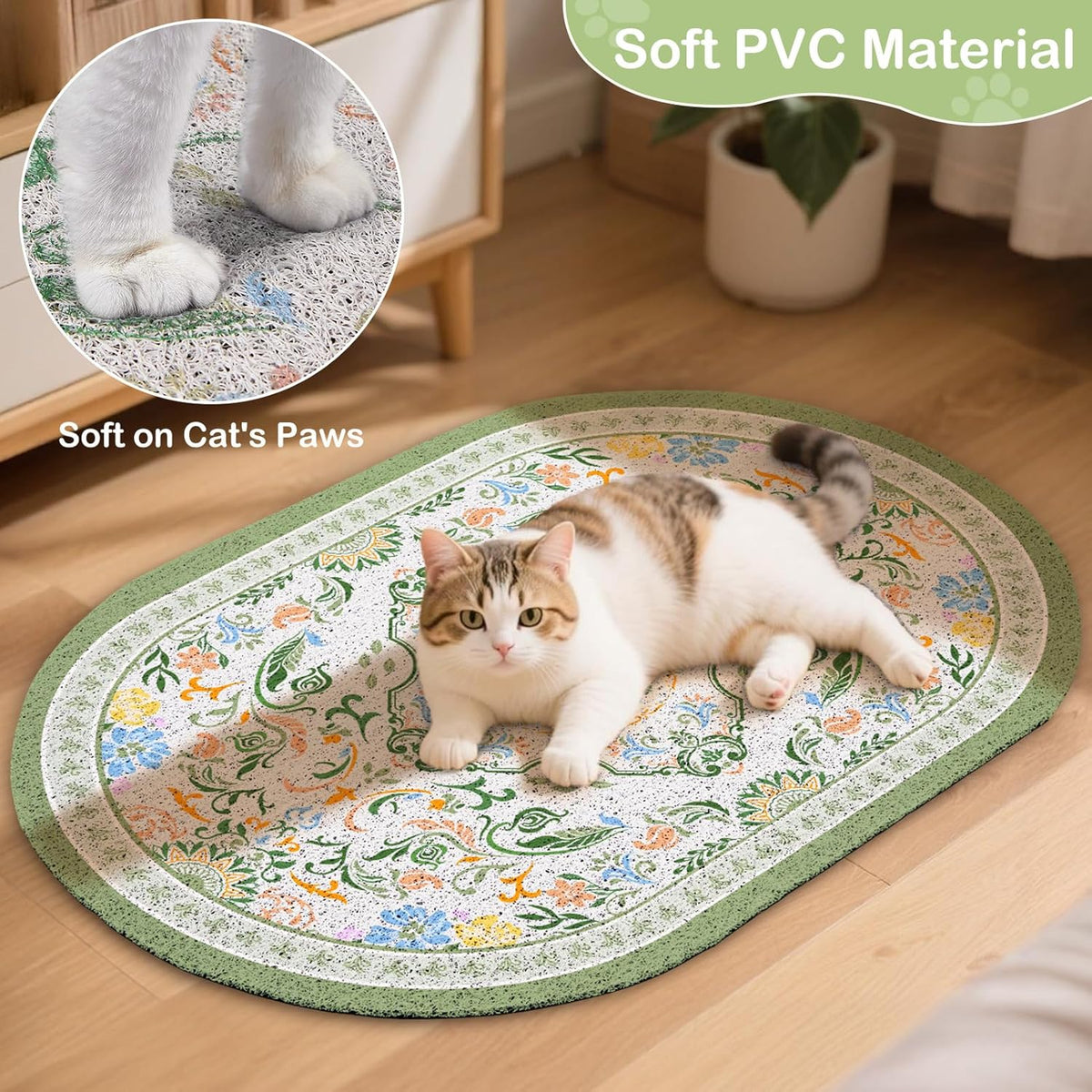Bienbee Cat Litter Mat, 40" x 30" Dense Trapping Mesh for Litter Boxes | Litter Box Mat with PVC Mesh, Waterproof &Urineproof, Non-Slip Grip, Soft On Kitty Paws and Easy to Clean to Protect Floor