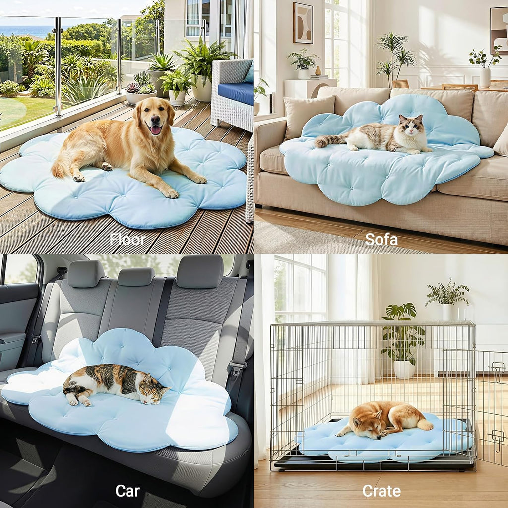 Q-Max>0.5 Dog Cooling Mat (Cool&Warm), 47''×35'', L, Cloud Sky Blue