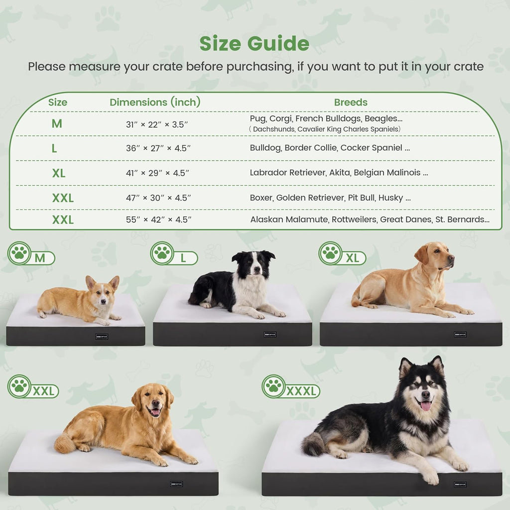Orthopedic Dog Bed for Medium Large Dogs, 4.5” Thick, Supportive Memory Foam & High Density Egg Crate Foam Pet Mattress, Dual Waterproof Protection, Removable Cover, Nonskid (Grey, 3X-Large)