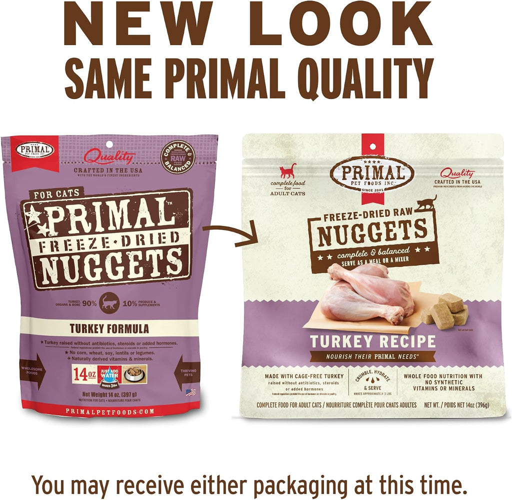 Primal Freeze Dried Raw Cat Food Nuggets, Turkey, 14 oz