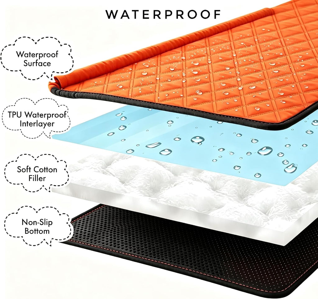 Calming Dog Couch Bed with Head Support, Waterproof Sofa Cover, Orange, M