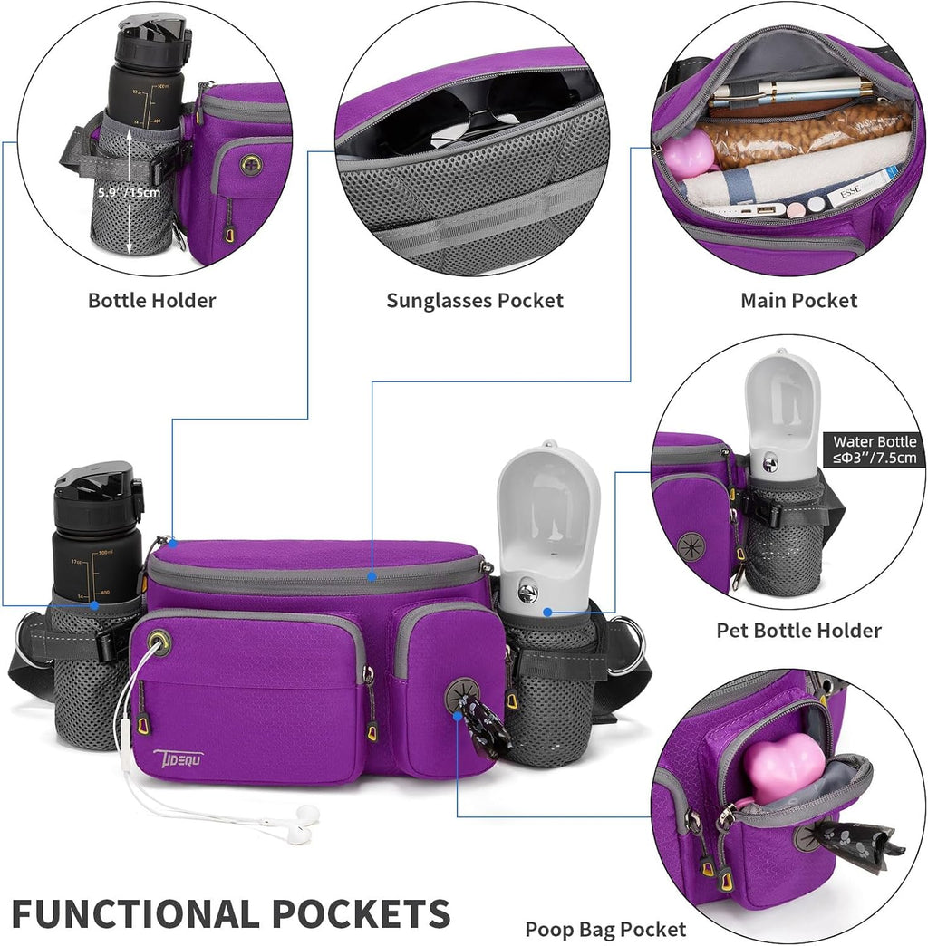 TUDEQU 4-in-1 Hands Free Dog Leash with Large Fanny Pack for Large Dogs
