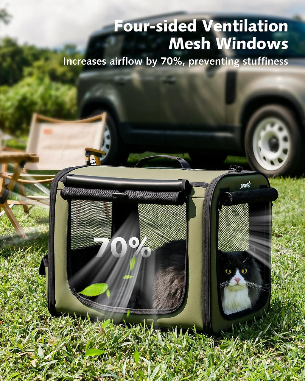 Dog Car Carrier Light Weight 19.7×16.9×14.8in, Foldable Dog Carrier, Green