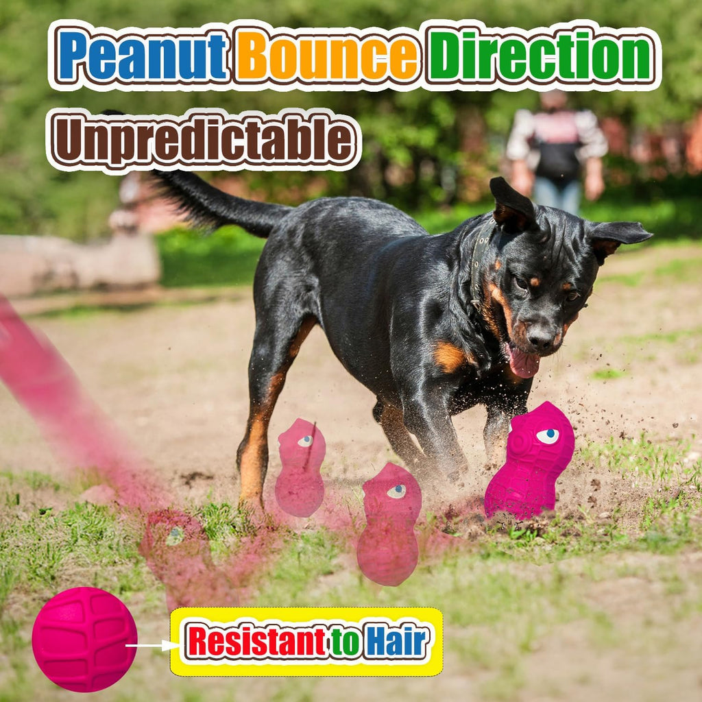 HOLYSTEED Squeaky Dog Toys for Large Dogs, Latex Peanut Dog Squeak Balls | 2.3"x2.5"x5.0" 3pcs, Cute Puppy Squeaky Balls for Dogs Big, Interactive Fun Natural Rubber Pet Toy for Indoor & Outdoor Play
