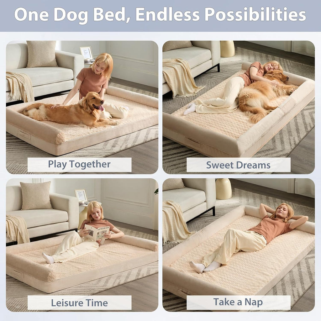 BFPETHOME Orthopedic Washable Human Dog Bed for Adult & Dog Cozy Sleep