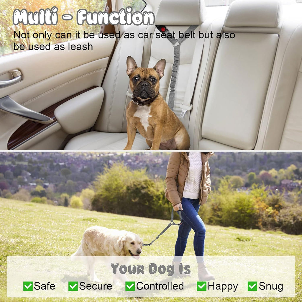 BWOGUE 2 Pack Dog Seat Belt for Car, Adjustable Nylon Headrest Restraint