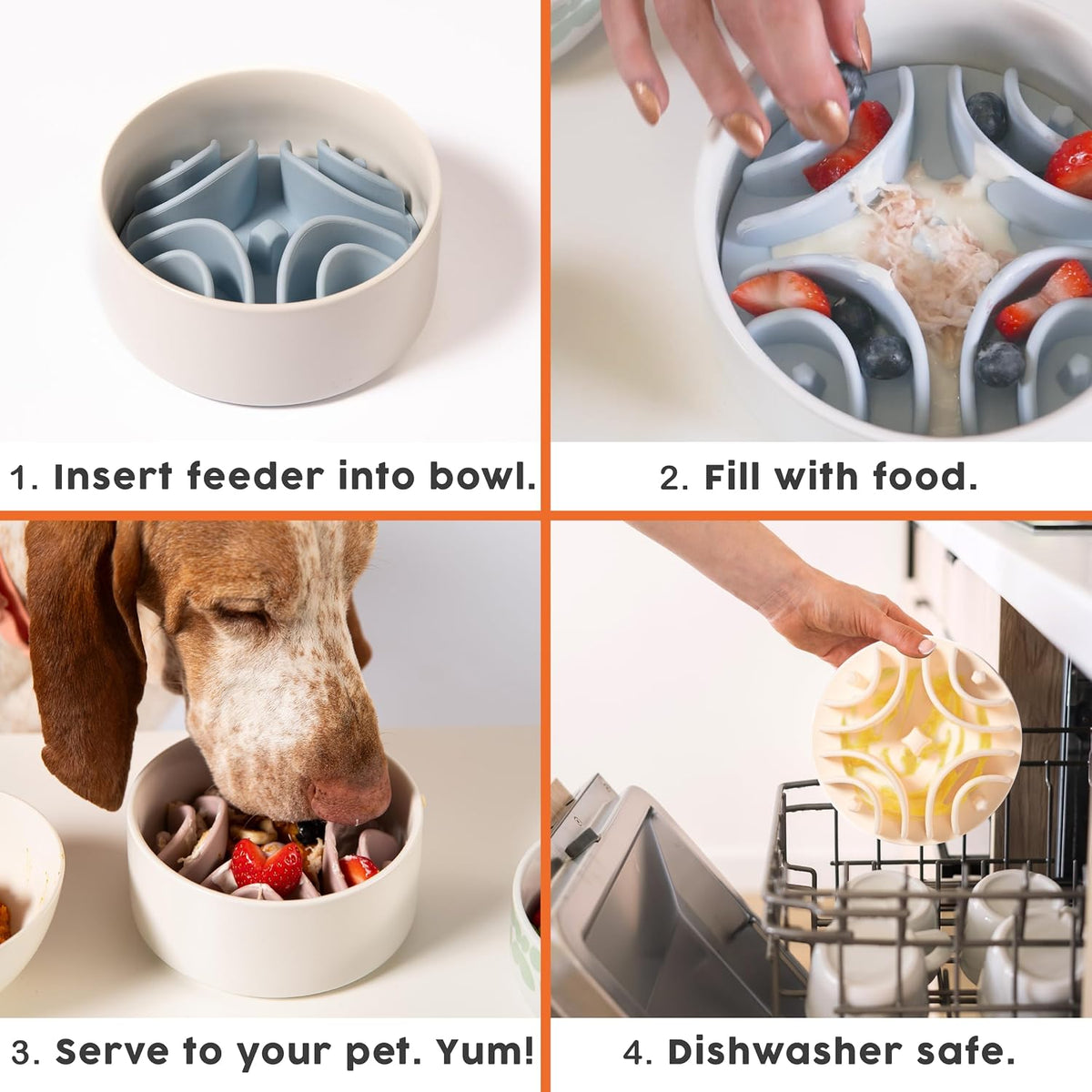 Great Vibes - Silicone Slow Feeder Insert for 6 Inch+ Dog Bowl (Mauve)