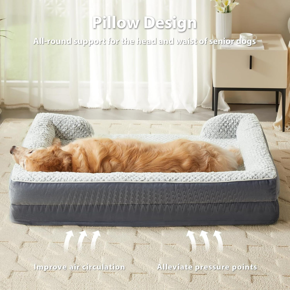 LEXTRO Washable Orthopedic Dog Bed, Waterproof Couch for Large Senior Dogs
