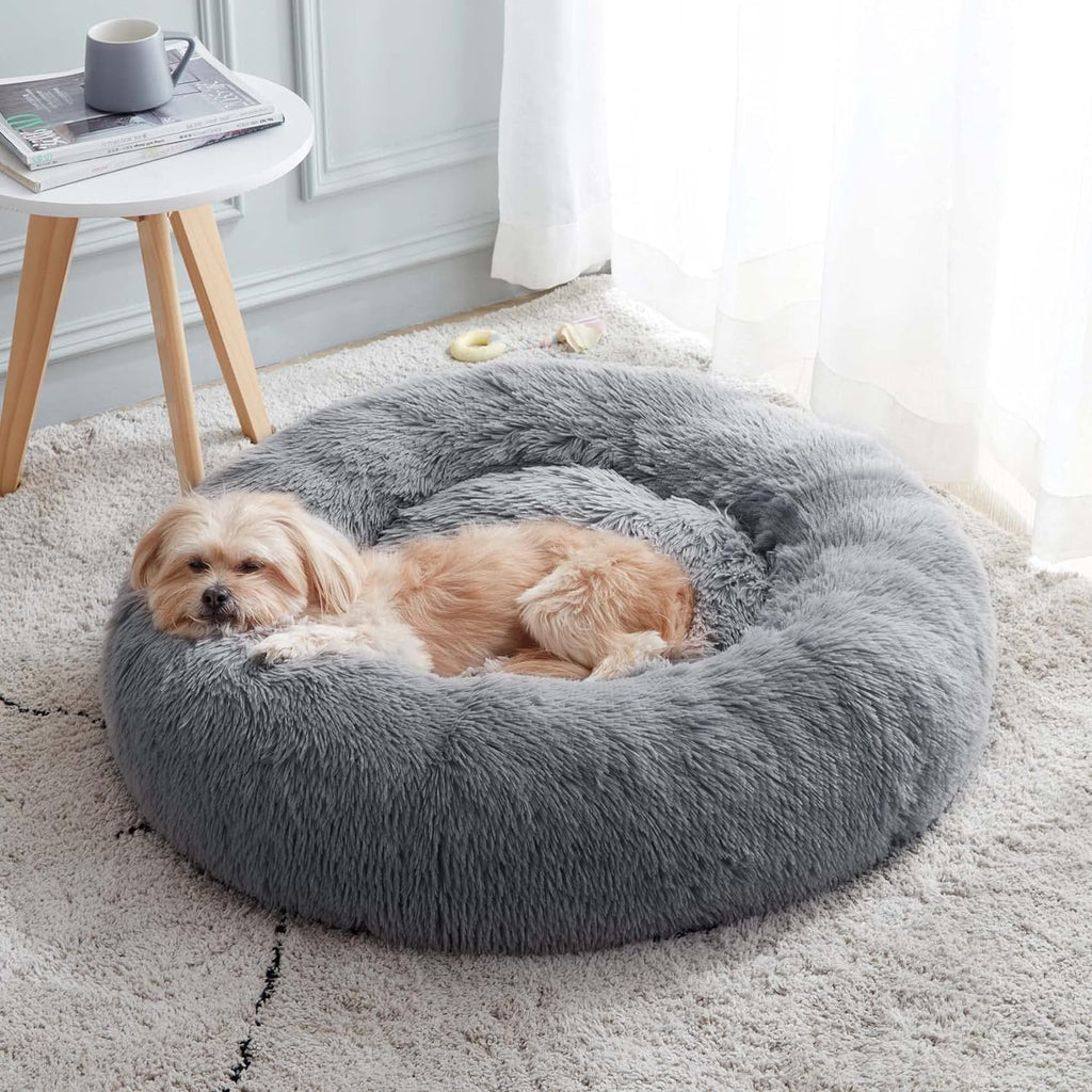 Western Home Calming Donut Small Medium Pet Dog Bed Washable,27" Navy Grey