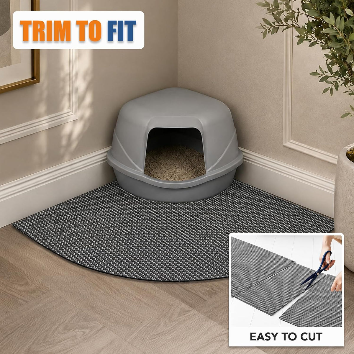 Cat Litter Mat 23''x17'', Non-Slip Litter Trapping Mat for Litter Box