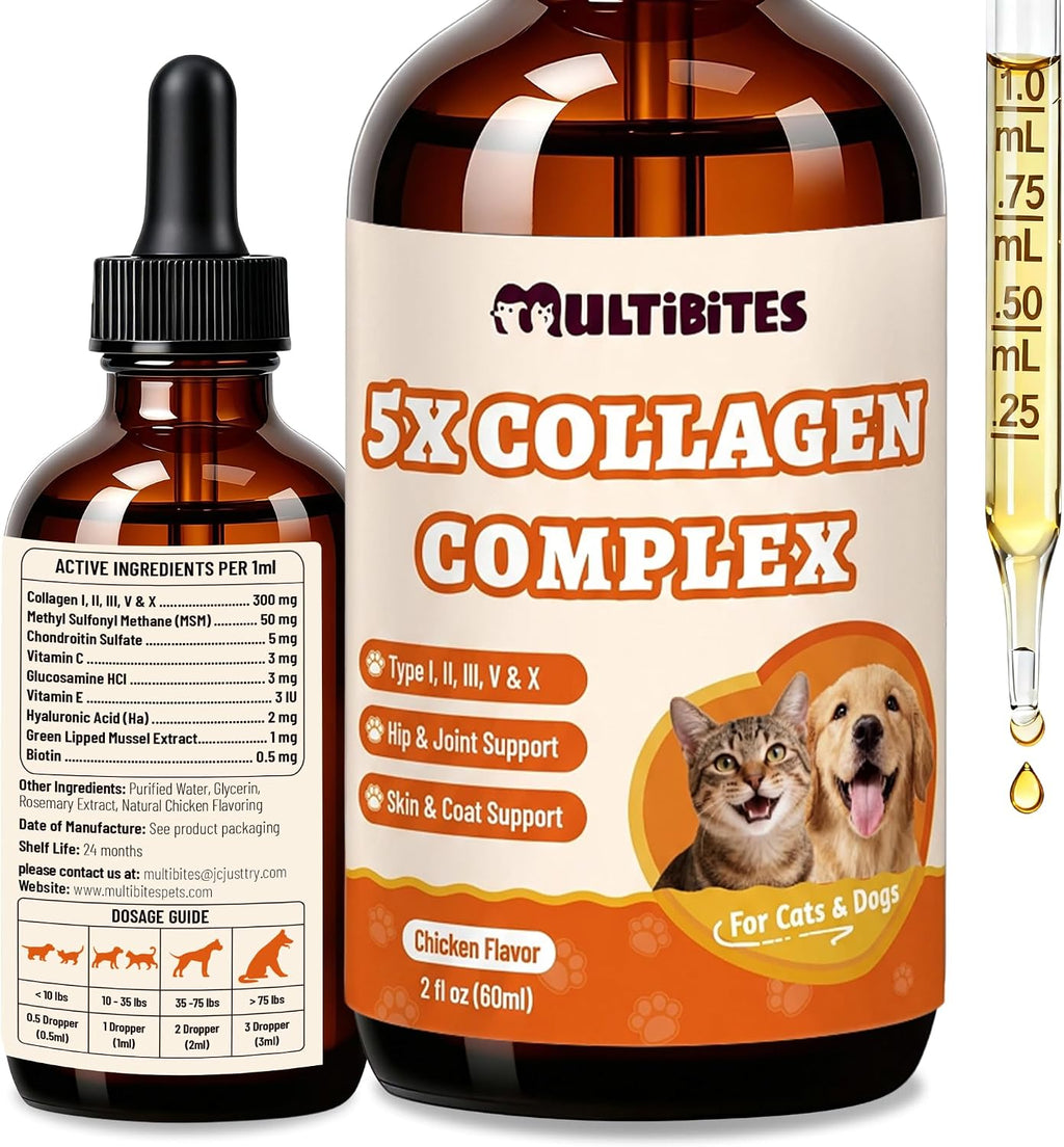 5-Type Liquid Collagen for Dogs & Cats, Chicken Flavor, 2 oz