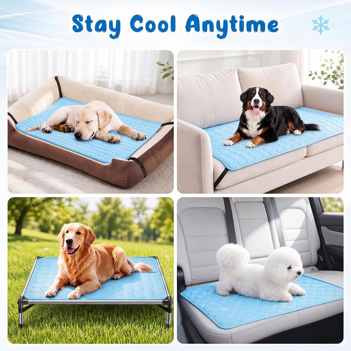 Elevated Dog Cat Bed Cover Replacement Pad, 42 x 30 Inch, Blue