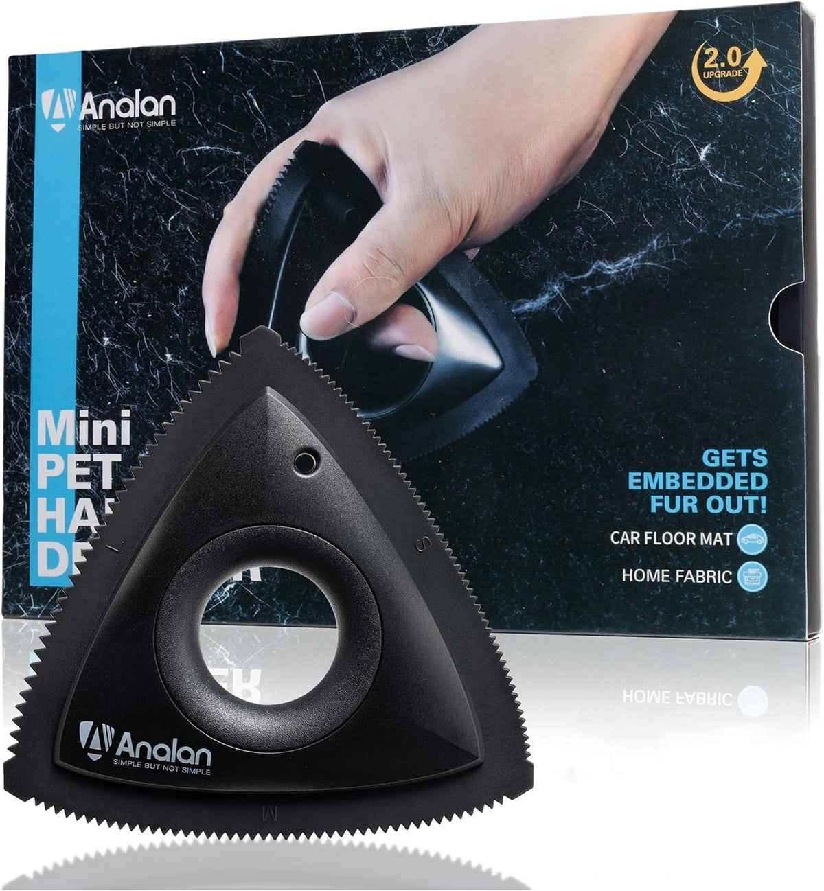 Mini Pet Hair Remover for Car Detailing Dog Hair Tool Brush(Black) | Deep Cleaning, Reusable Rubber, Gentle on Fabrics, Triangle Design For Car Interiors, Couch, Rugs, Carpet, Mats & Furniture 