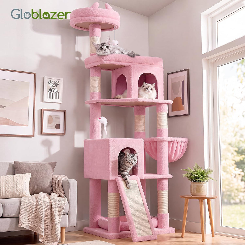 Globlazer S72 Heavy Duty Cat Trees for Large Cats 20 lbs+, Pink