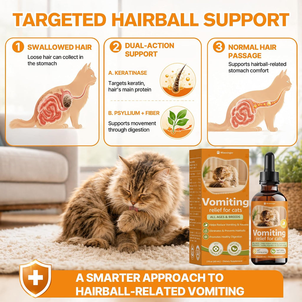 Cat Vomit Remedy, Targeted Treatment for Stomach Upset, Vomiting & Nausea