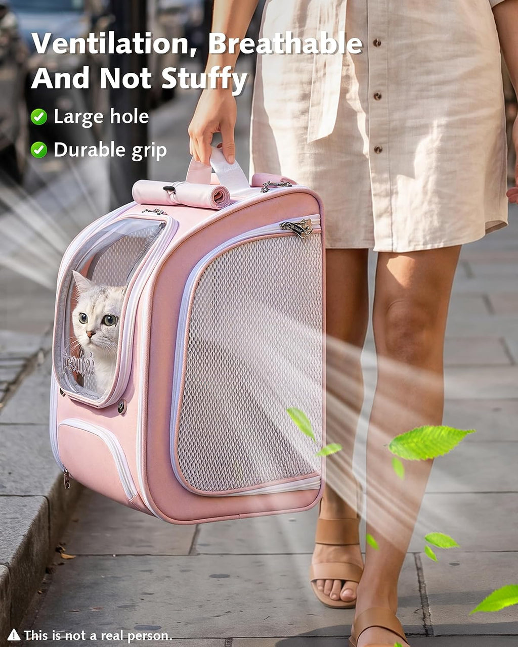 Pecute Cat Backpack Carrier,Cat Bubble,12.6" L x 10.2" W x 16.5" H,Pink