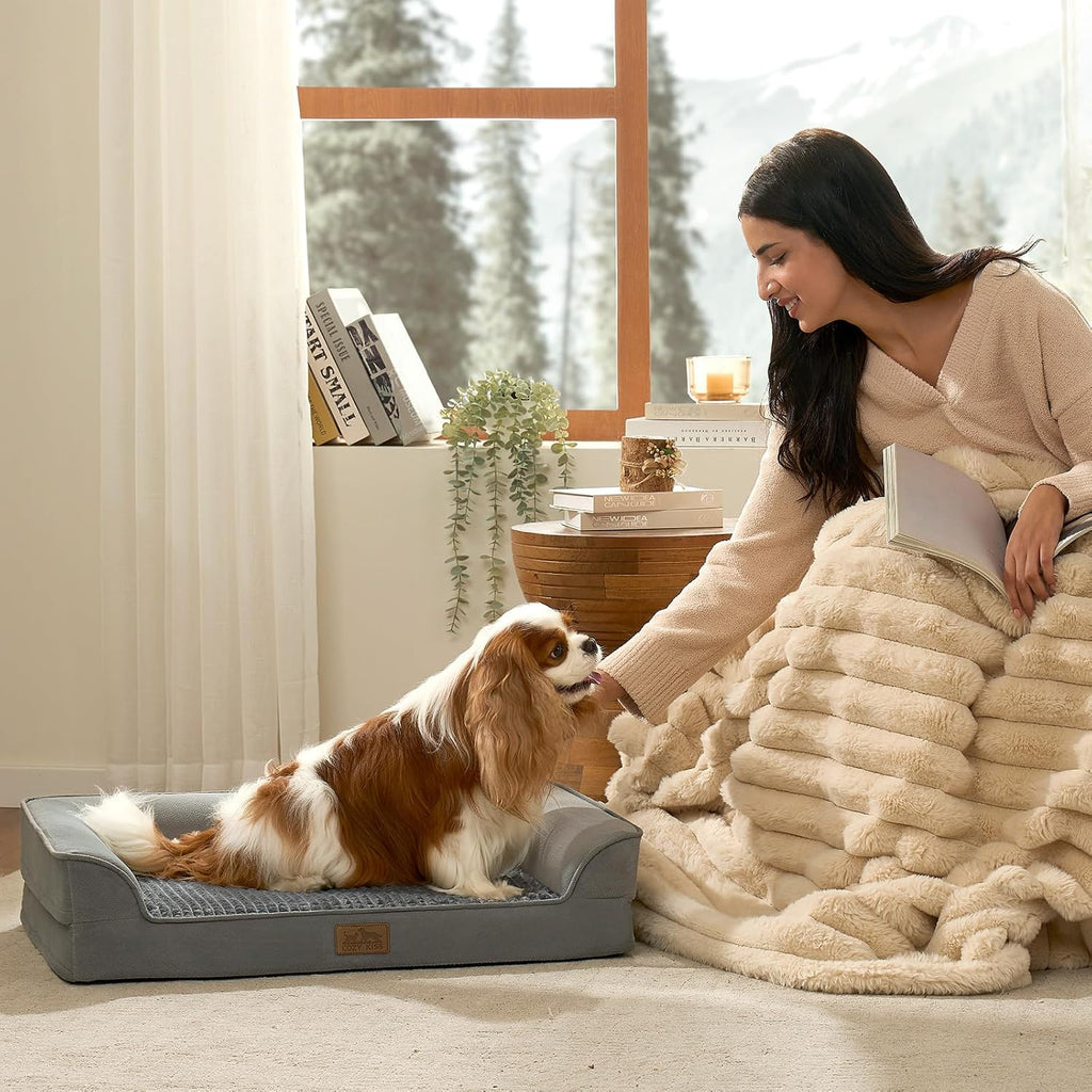COZY KISS Orthopedic Dog Bed for Medium Small Size Dogs, U Shaped 30x20 in