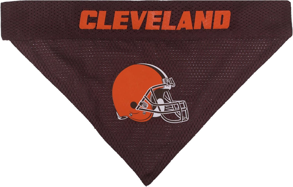 Pets First NFL DOG BANDANA - CLEVELAND BROWNS REVERSIBLE PET BANDANA. 2 Sided Sports Bandana with a PREMIUM Embroidery TEAM LOGO, Small/Medium. - 2 Sizes & 32 NFL Teams available