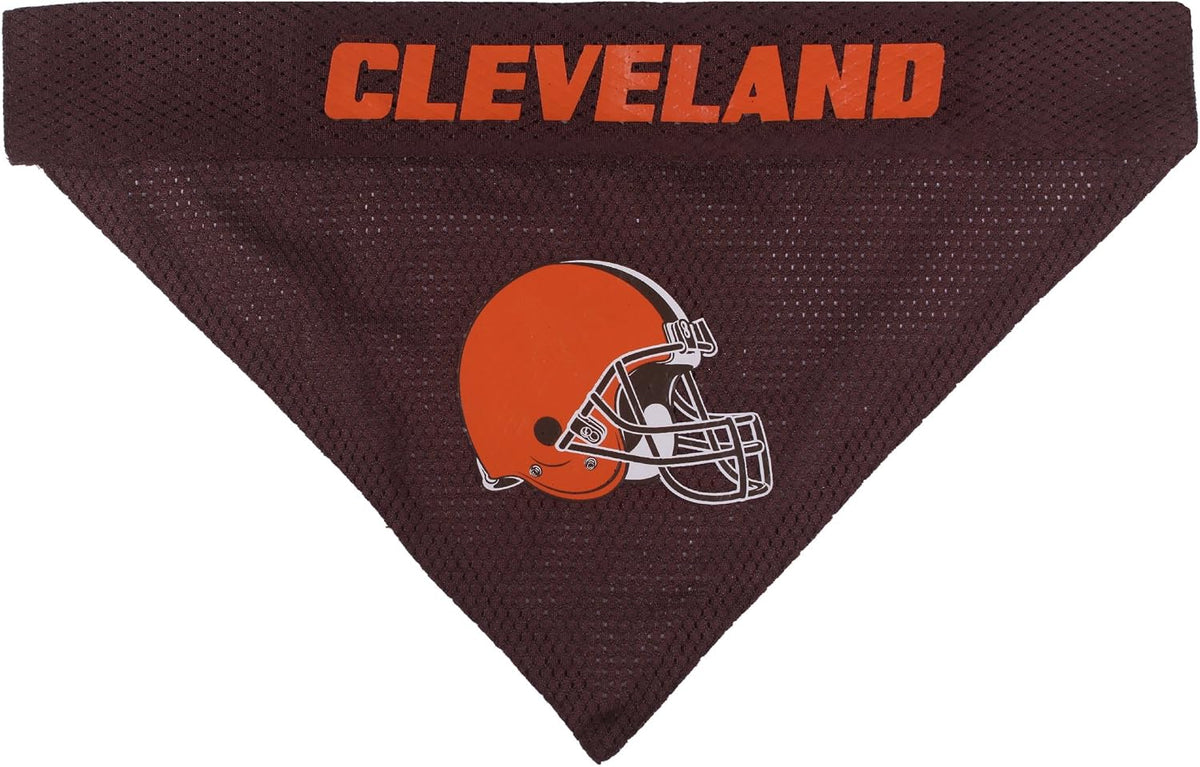 Pets First NFL DOG BANDANA - CLEVELAND BROWNS REVERSIBLE PET BANDANA. 2 Sided Sports Bandana with a PREMIUM Embroidery TEAM LOGO, Small/Medium. - 2 Sizes & 32 NFL Teams available