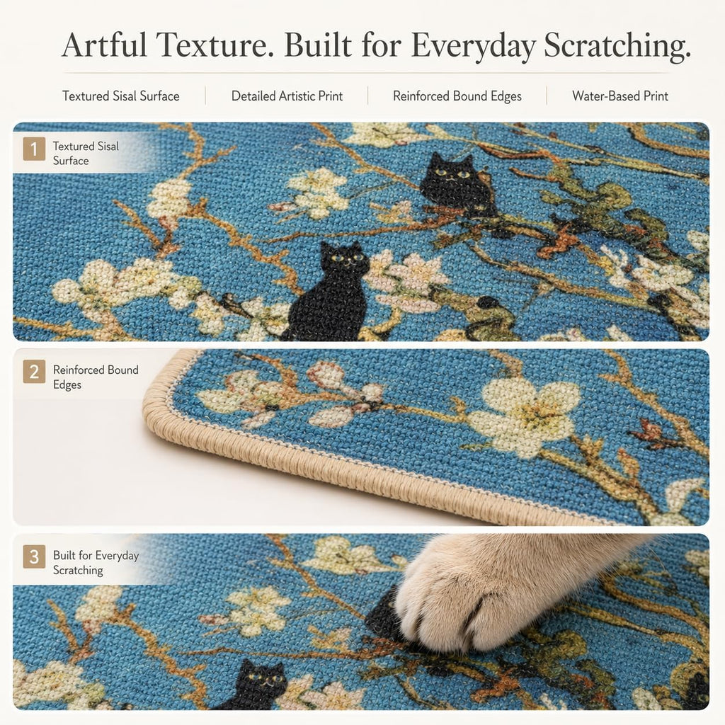 Art Sisal Cat Scratcher Mat, Cat Wall Scratchers for Indoor Cats