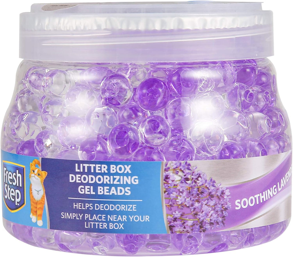 Fresh Step Litter Box Deodorizing Gel Beads in Soothing Lavender Scent - Pet Odor Neutralizing Beads for Pet Smells from Litter Box - 12 Ounce (Pack of 12)