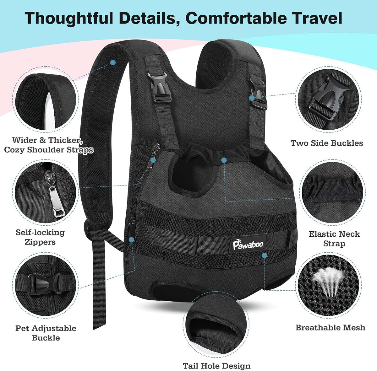 Pawaboo Pet Front Carrier Backpacks for Small Medium Dogs