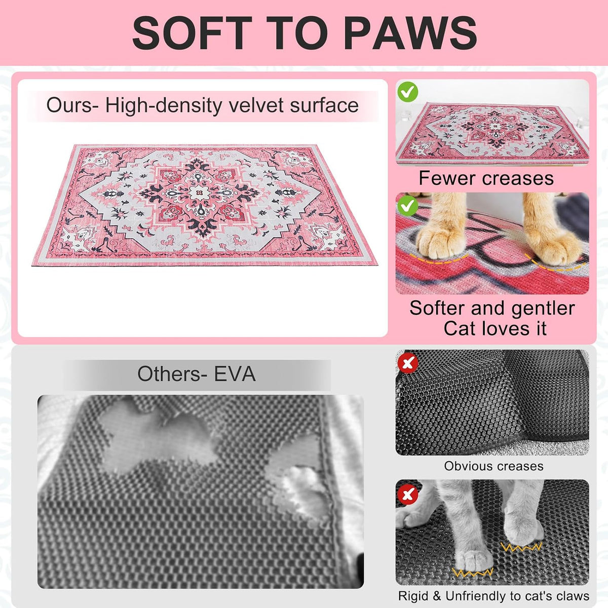 BEAUTYZOO Cat Litter Mat, 20" x 28" Litter Trapping Mat, Waterproof