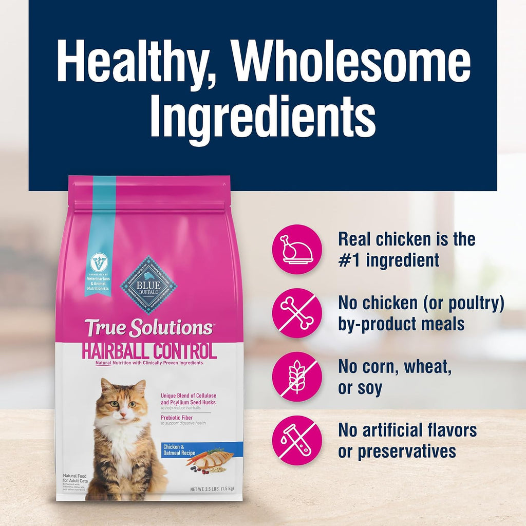 Blue Buffalo True Solutions Hairball Control Chicken Dry Cat Food, 11 lb