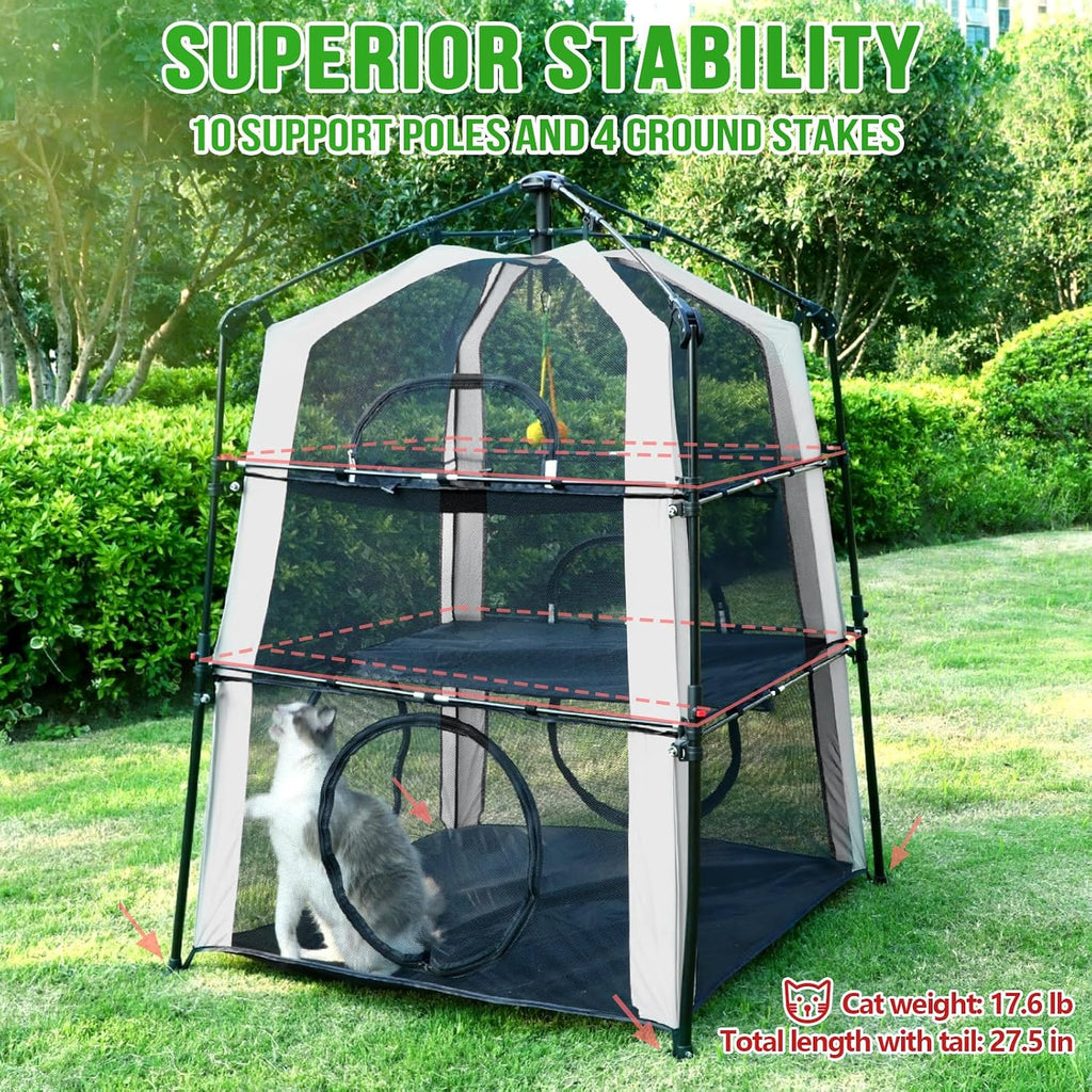 CypherX Extra Large Catio Outdoor Cat Enclosure Pop Up Playpen Tunnel Tent