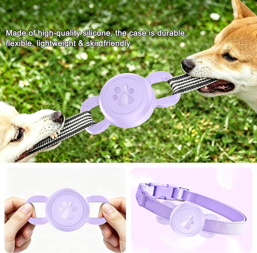 Airtag Dog Collar Holder for Cat or Small Dog, Waterproof, 1 Pack Purple