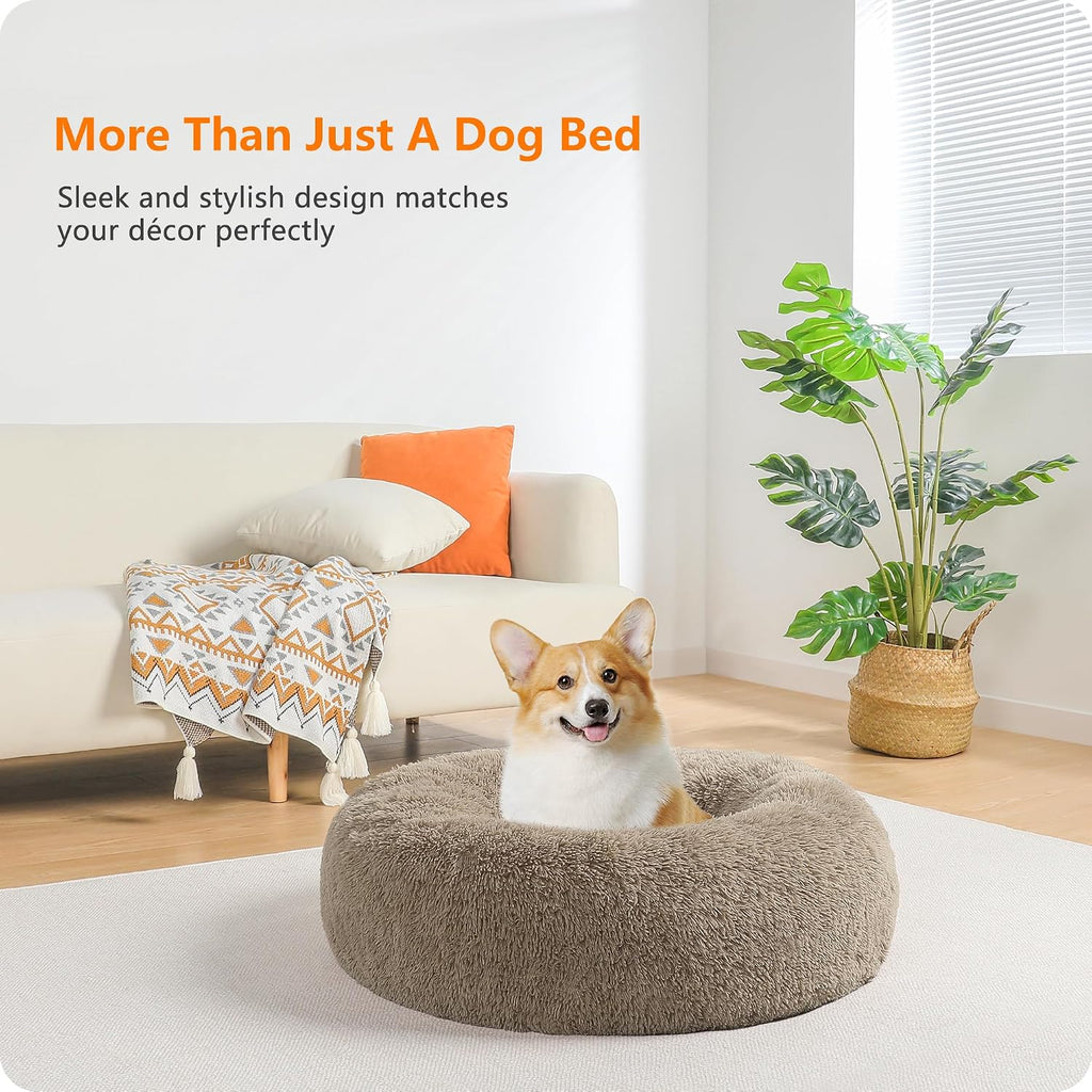 Dwanton Orthopedic Medium Donut Dog Bed, Gel Memory Foam, Washable, 28"