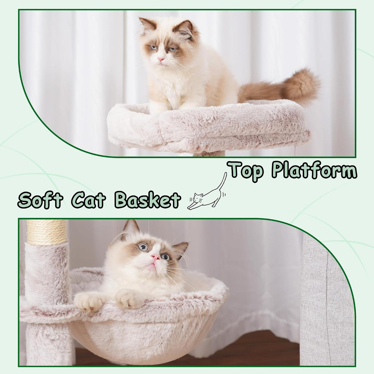 Gitelsnour Cat Tree Tower 42'' with Condo, Indoor Scratching Post GCT005SMU