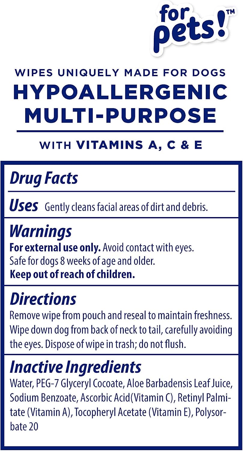 Wet Ones for Pets Hypoallergenic Dog Wipes with Vitamins, 100 Count, 12-Pk