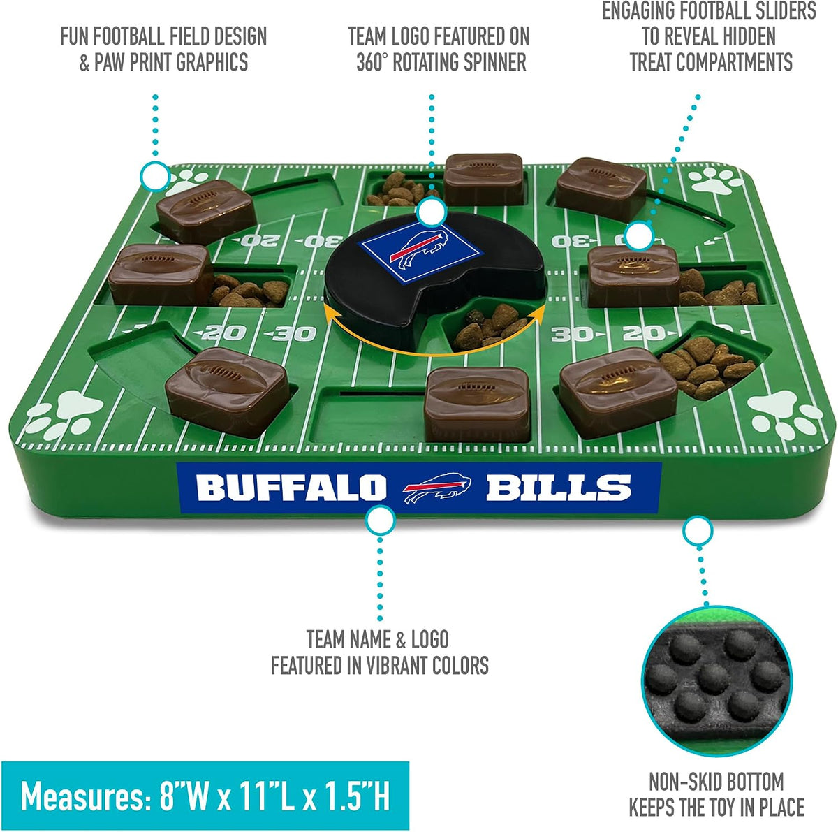 Pets First NFL Buffalo Bills Puzzle Toy for Dogs, Slow Feeder Board for Pets, Interactive Doggie Treat Toy