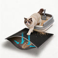 Cat Litter Mat Large, 35x25in Kitty Litter Box Mat Larger for Less Scatter | 2-Layer Honeycomb Effective Litter Trapping Mat, Oversized Large Waterproof Urine-Resistant Cat Mat, Easy Lift & Pour, Gray