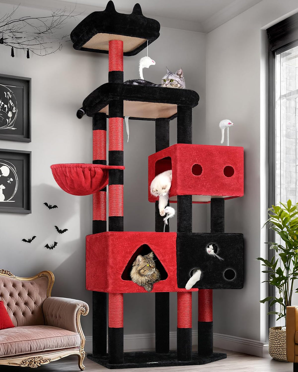 Globlazer Extra Large Gothic Cat Tower for Big Cats 20 lbs, 81in, F81