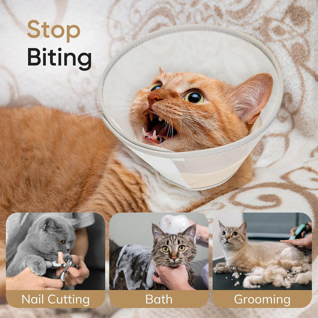 Supet Soft Cat Cone Collar Recovery to Stop Licking Breathable Mesh Surgery