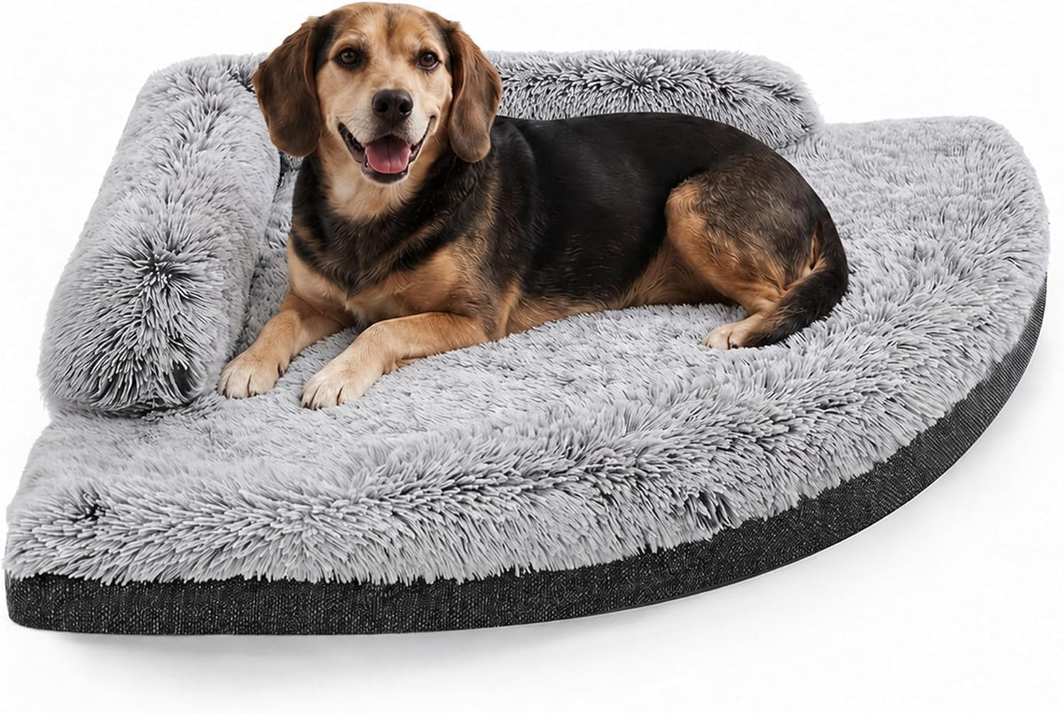 Corner Dog Bed for Large Dogs, 36" Medium Fluffy Orthopedic Pet Bed
