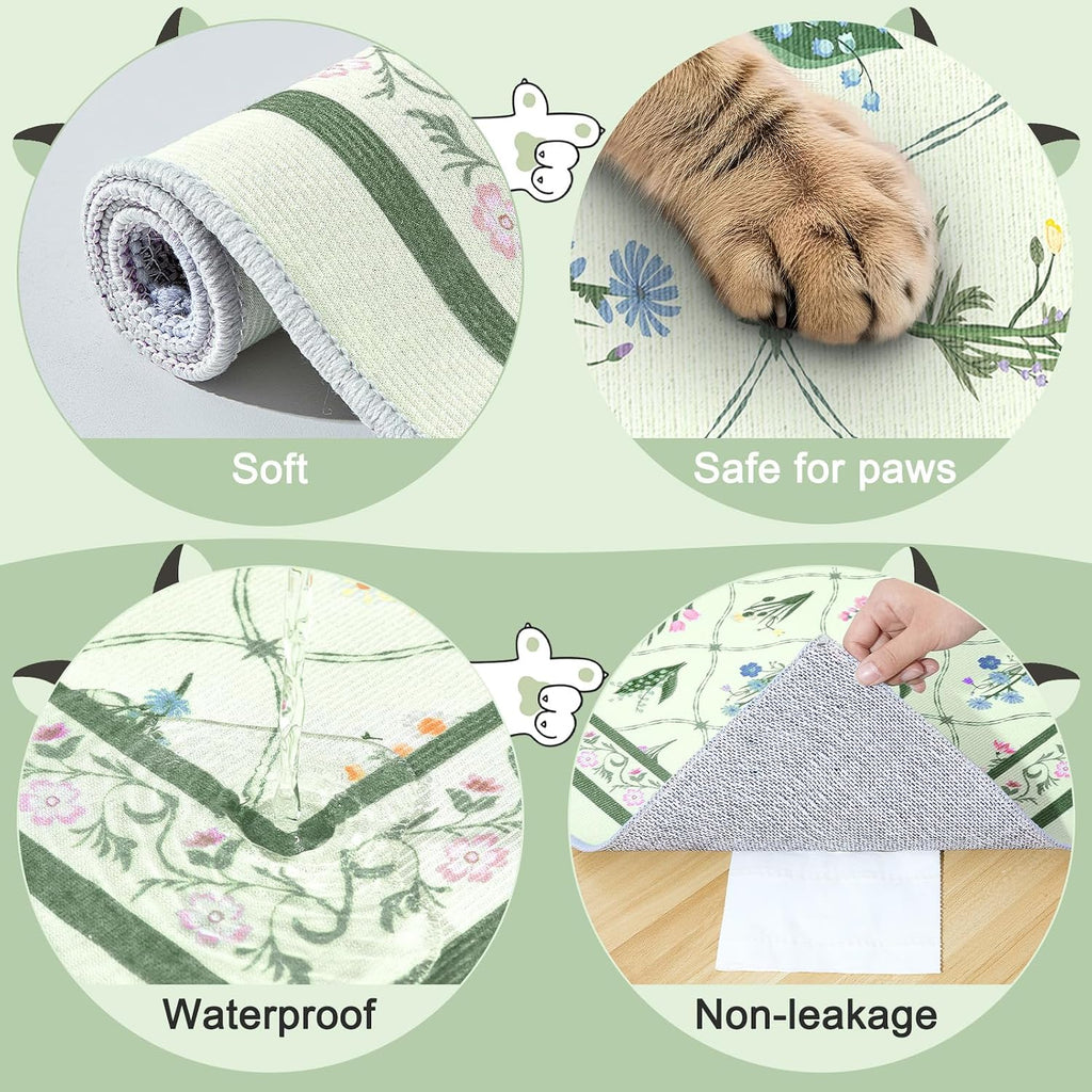 Bienbee Cat Litter Mat, 2 Pack 33" x 22" Machine Washable for Litter Boxes | Cat Litter Rug with Waterproof Backing, Non-Slip Grip and Soft On Kitty Paws to Catch Litter and Protect Floor