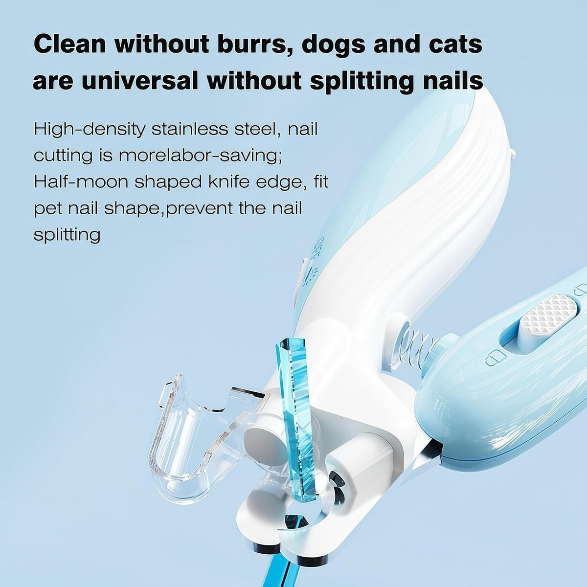 Dog & Cat Nail Clippers with LED Light, Illuminates Nails Helps See Quick, Pet Nail Trimmer with Sharp Stainless Steel Blades, Nail Catcher, Safety Lock for Dogs, Cats, Rabbits, Guinea Pigs (Blue)