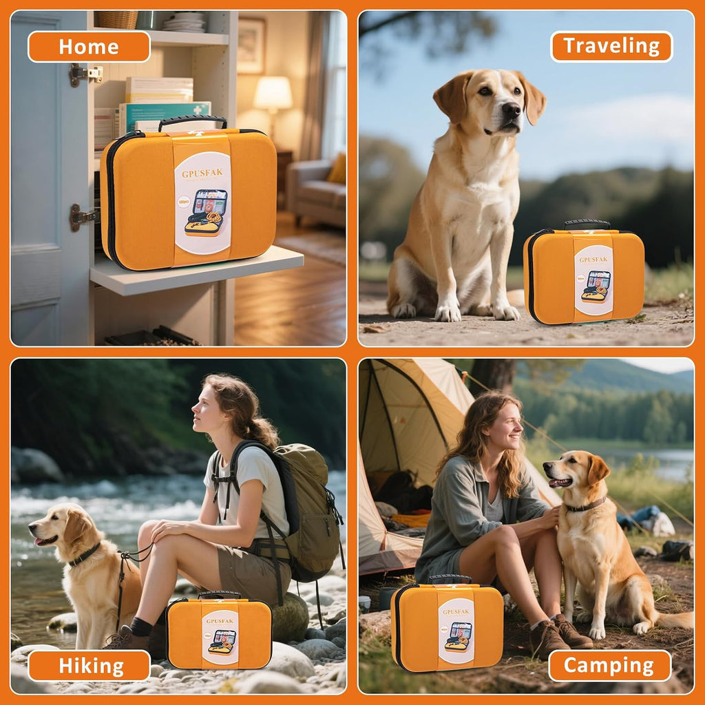 Pet First Aid Kit for Dogs - Pet Emergency Kit for Camping Hiking Traveling Hunting and Sports (Orange)