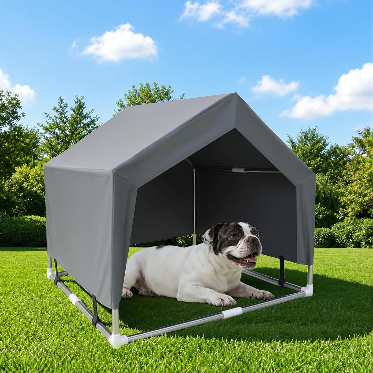 Outdoor Dog House Tent, Stainless Steel Frame Dog Shade Shelter, Medium Dog