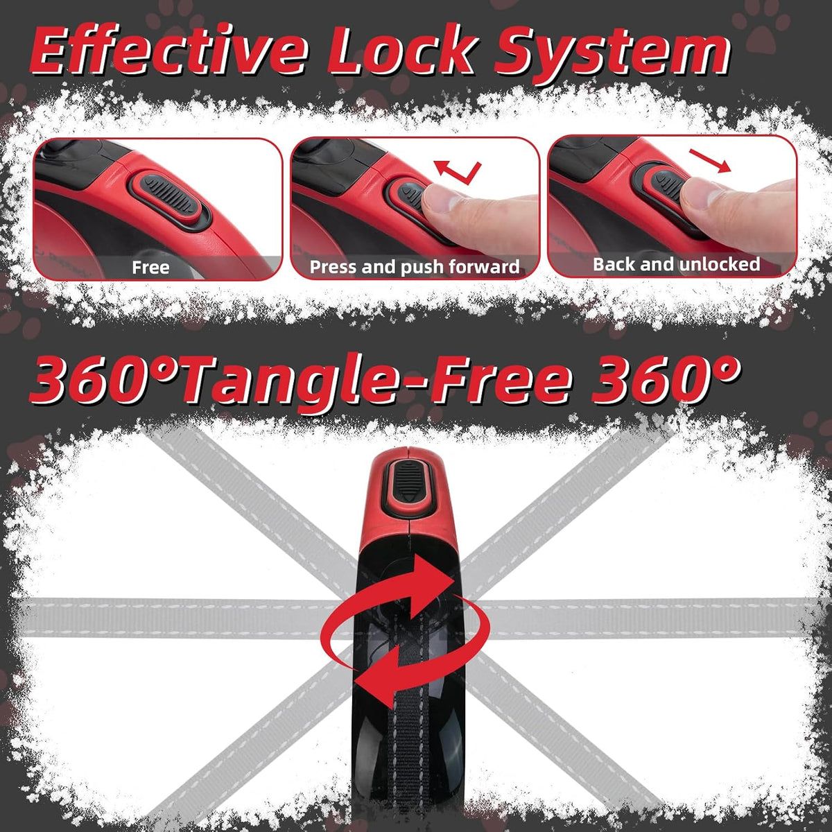 PUPTECK 16 ft Retractable Dog Leash with Chew Proof Cable for up to 110lbs Small Medium Large Dogs, Heavy Duty Dog Leash for Daily Training Walking, Red