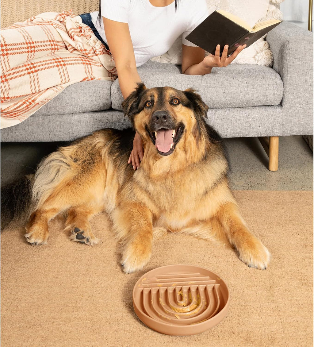 Slow Feeder Dog Bowl - Silicone Dog Bowl, Large, 9.5" x 1.5" - Terracota