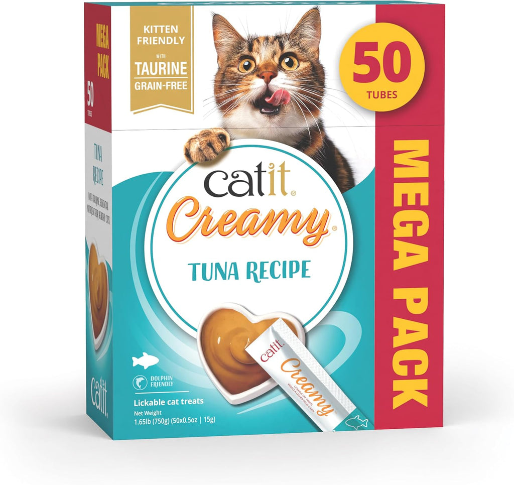 Catit Creamy Lickable Cat Treat, Healthy Cat Treat, Tuna, 50 Pack