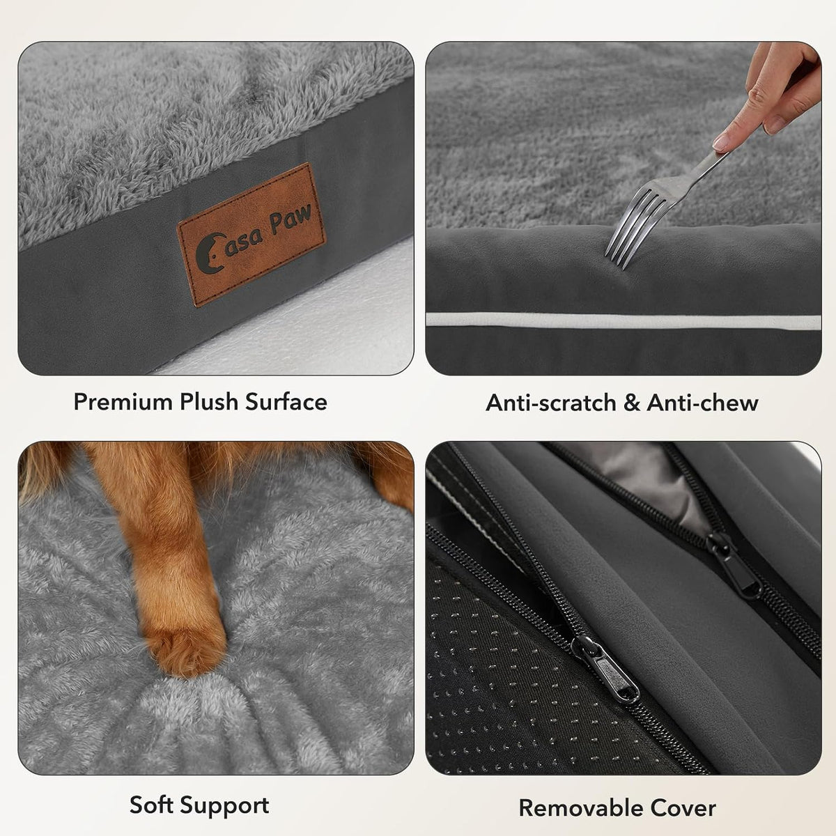 Orthopedic Washable Dog Bed for Medium Dogs, 35x22in, Dark Grey