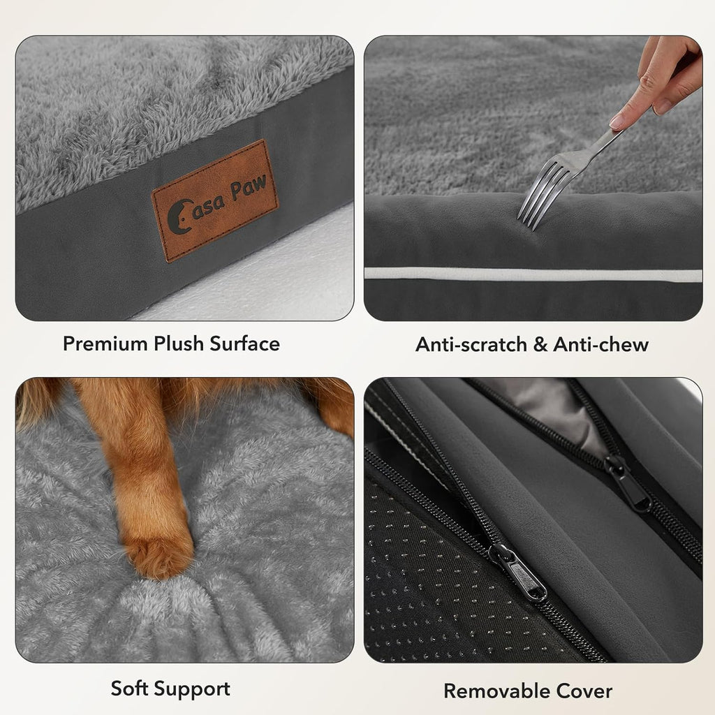 Orthopedic Dog Bed for Extra Large Dogs, 41x27in, Dark Grey
